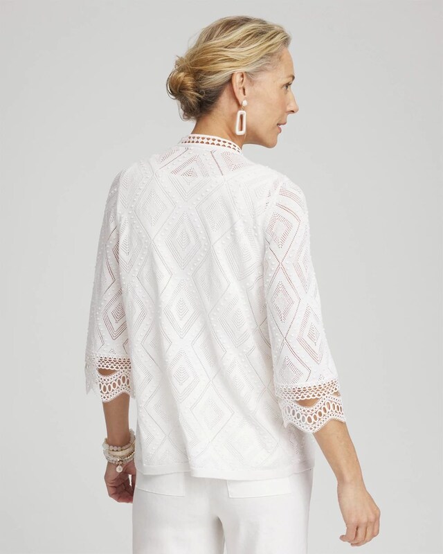Linen Blend Diamond Stitch Cardigan - image 3